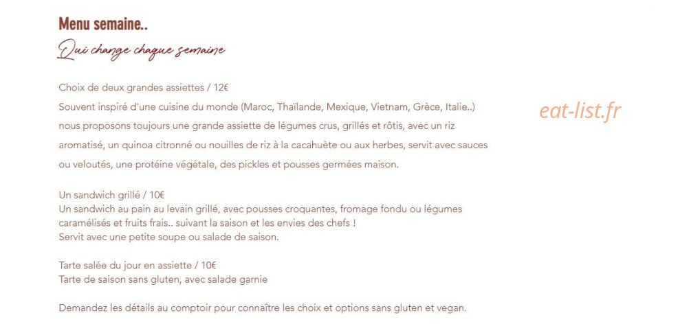 Green Bazar — carte page 1