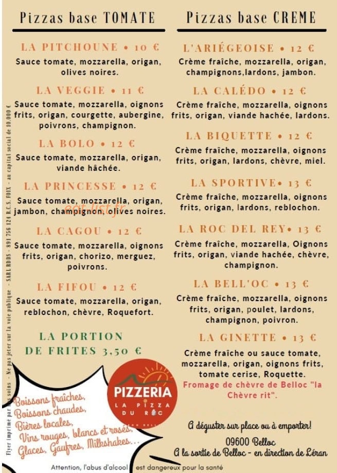 La pizza du Roc del Rey — carte page 2