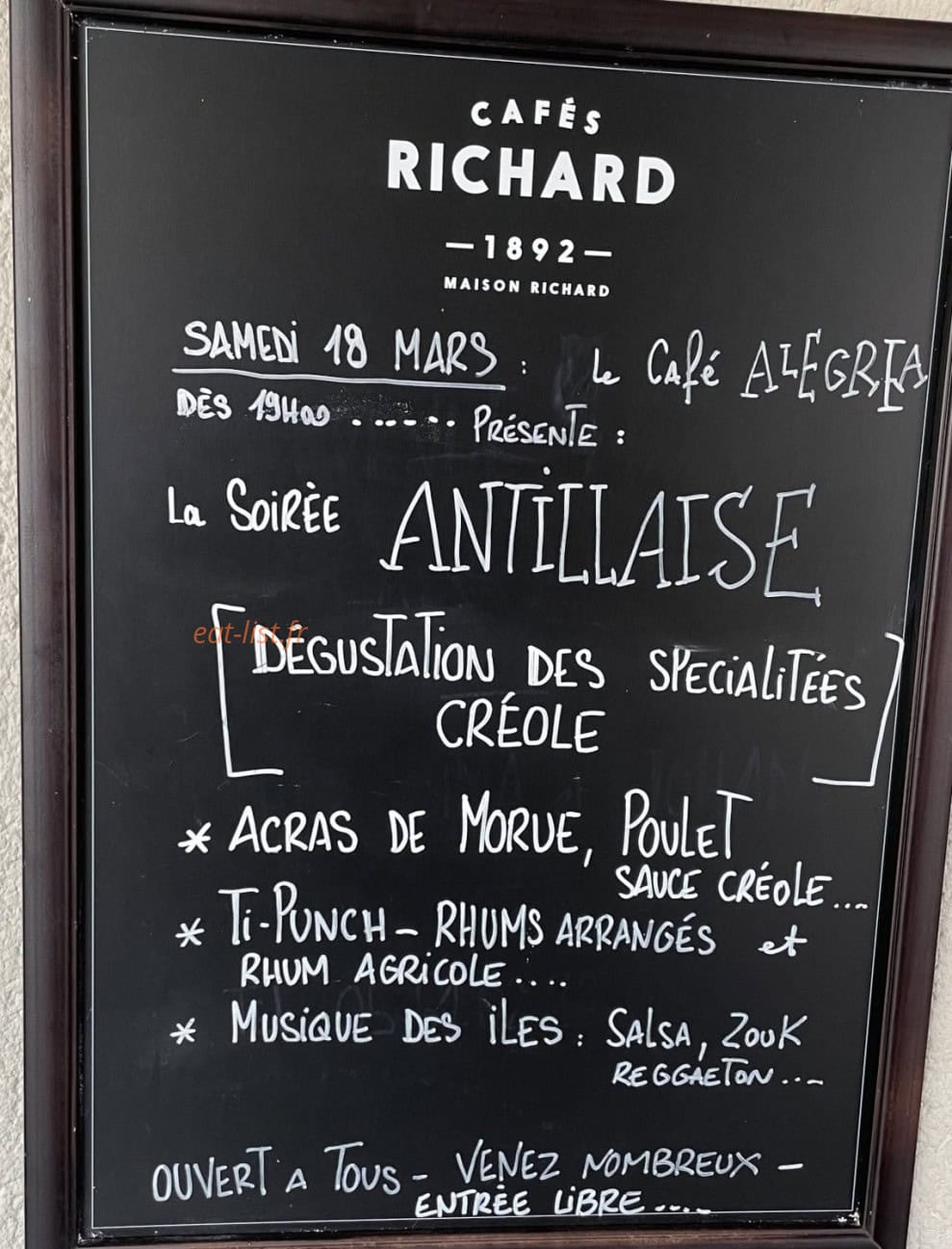 Cafe Alegria — carte page 1