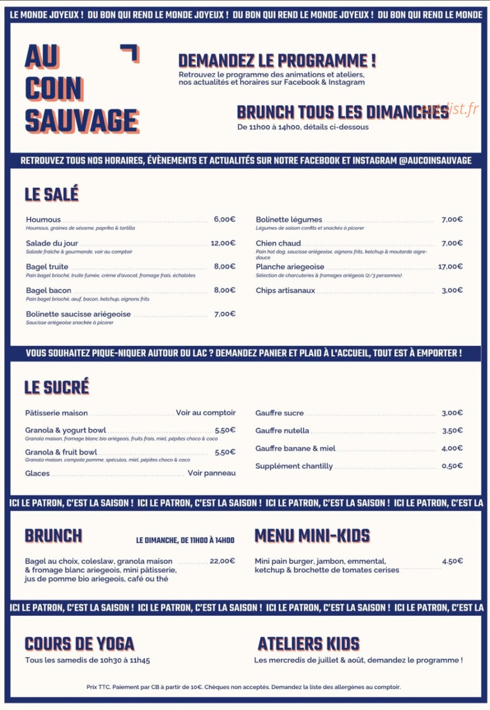 Au Coin Sauvage — carte page 1