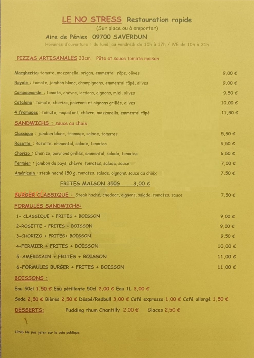 Le No Stress — carte page 1