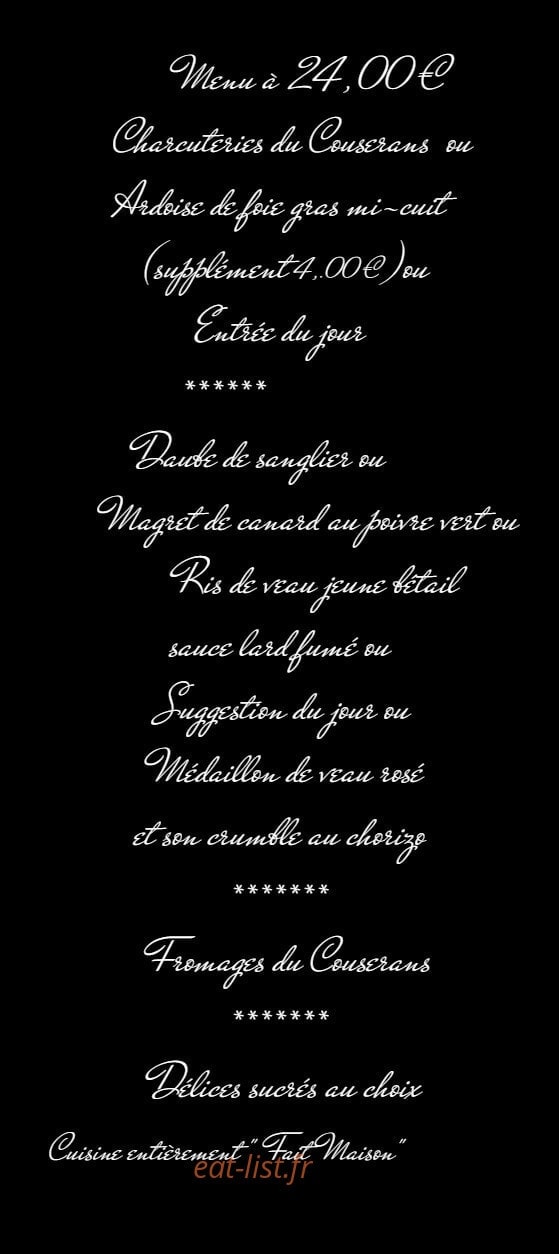 Restaurant de Galey — carte page 1