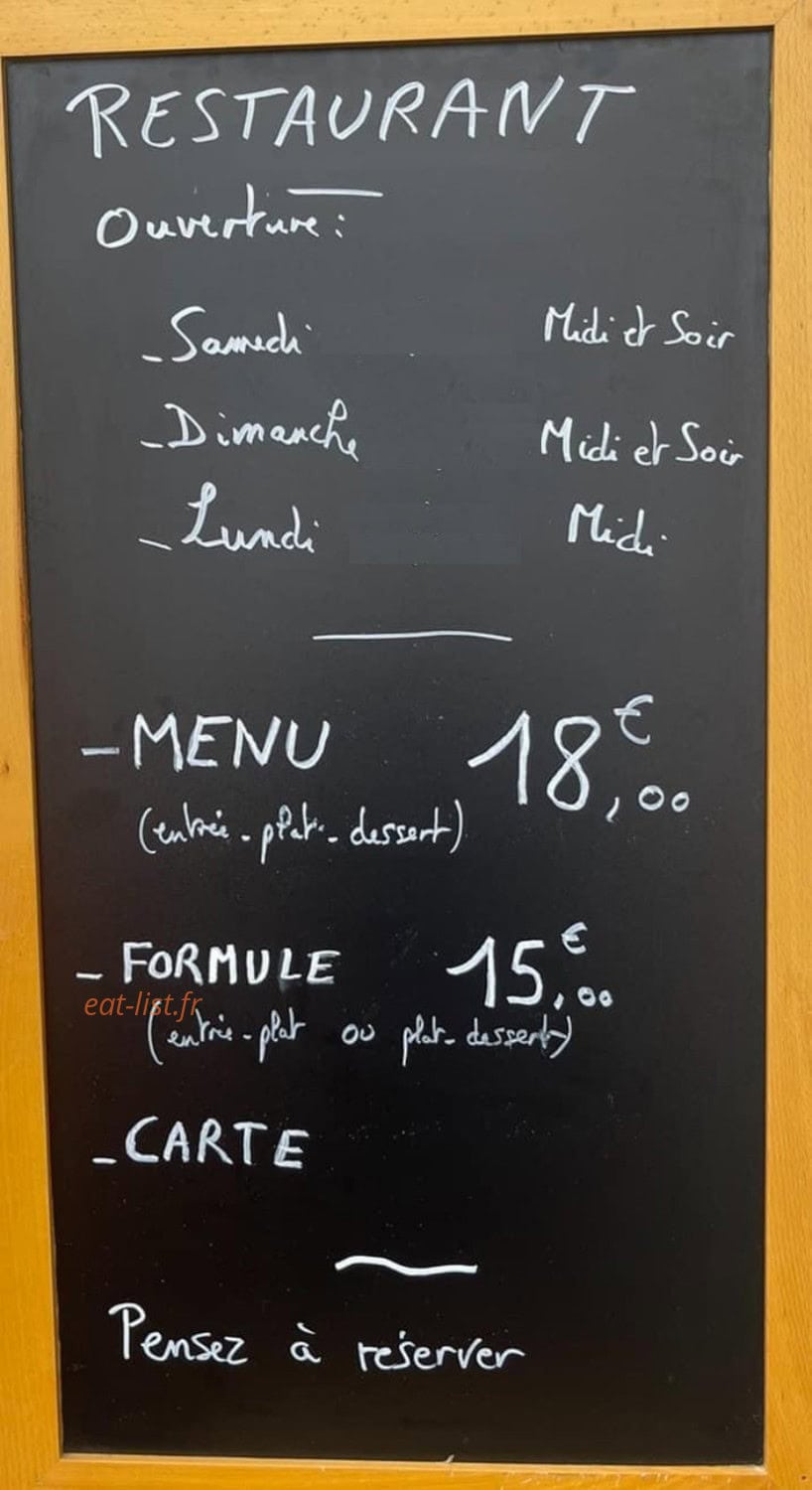 Restaurant du Courdet — carte page 1
