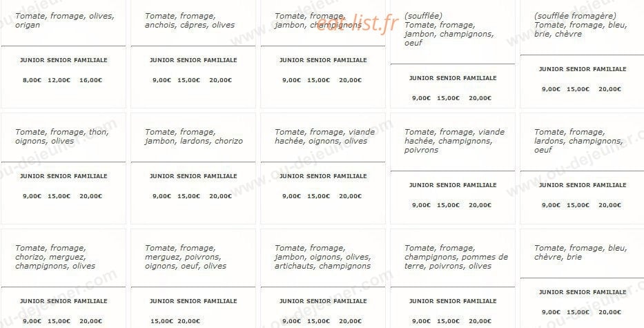 Andiamo Pizza — carte page 2