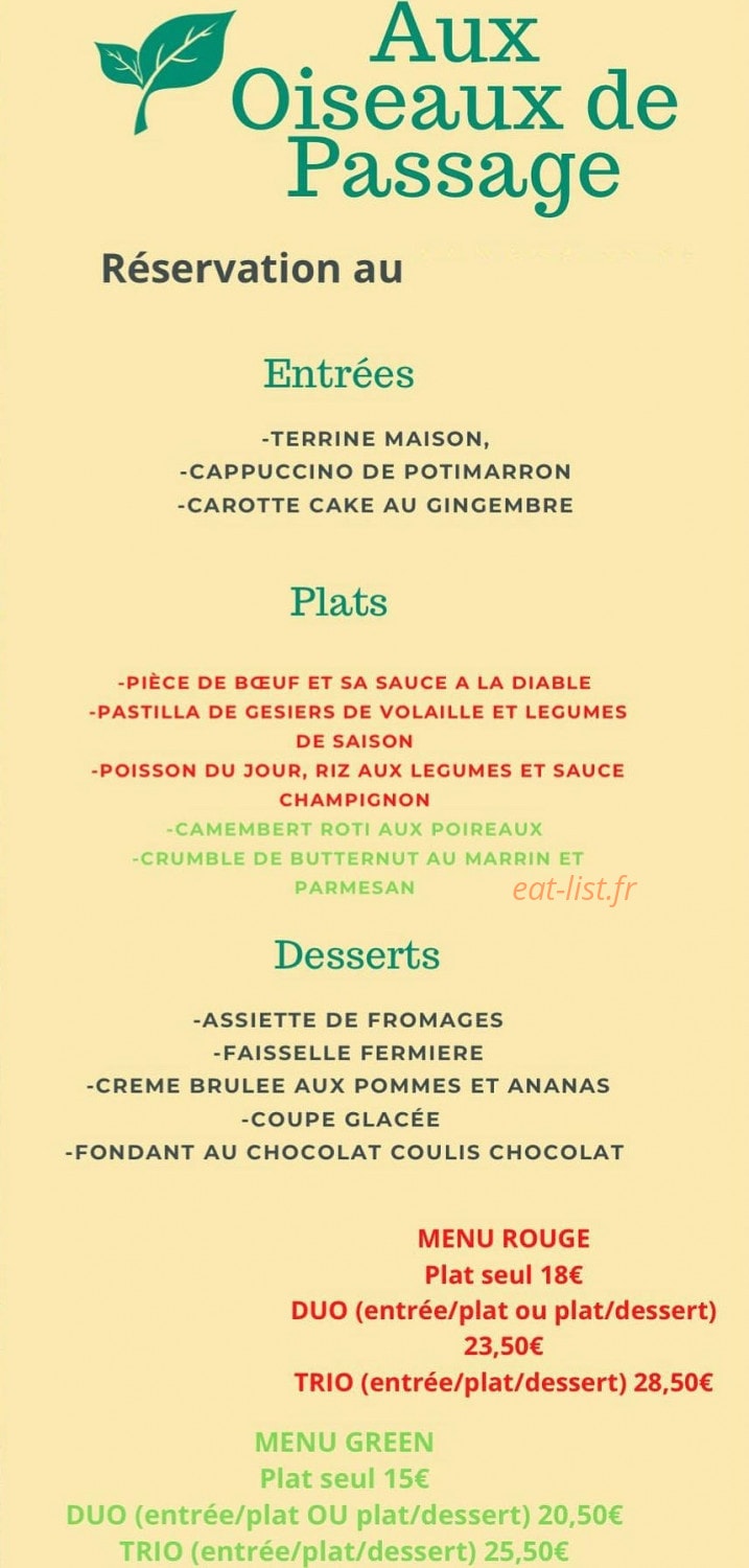 Aux oiseaux de Passage — carte page 1
