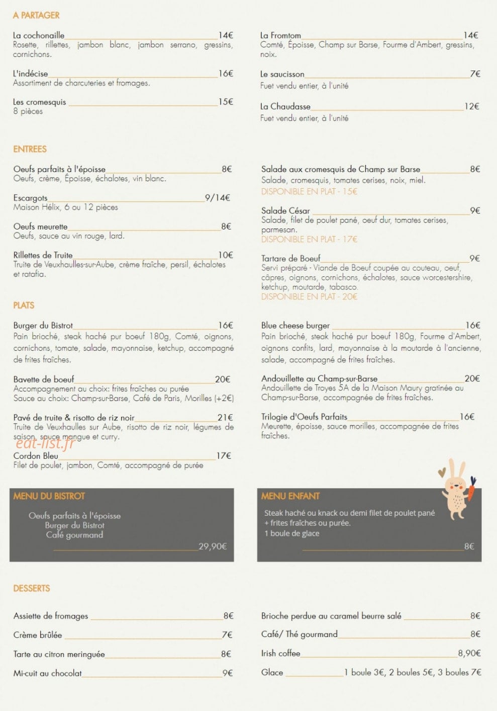 Bistrot Nouveau — carte page 1