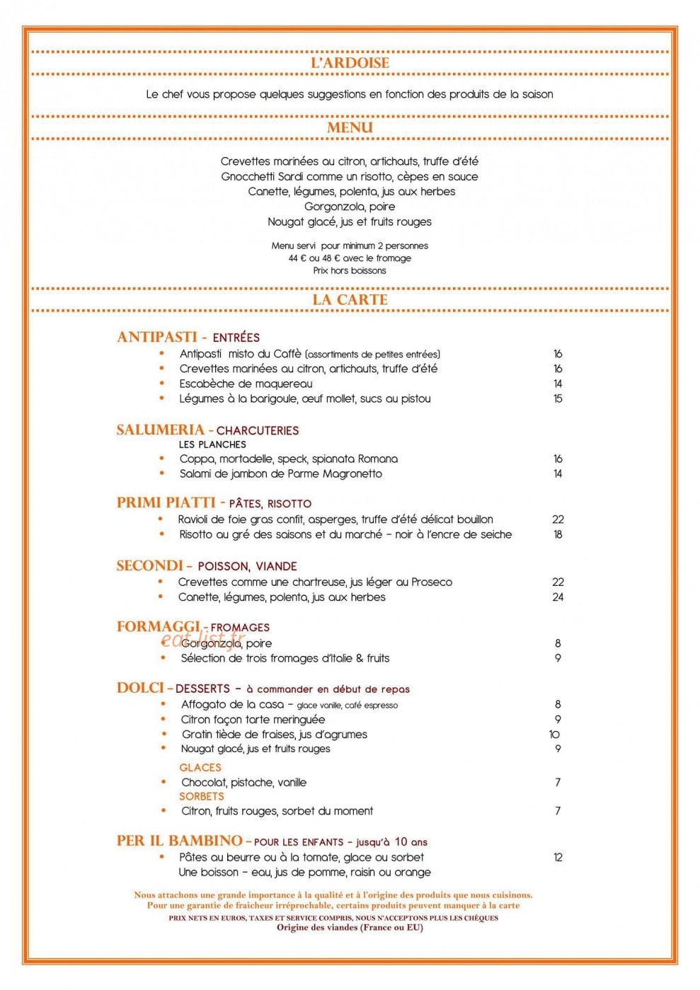 Caffe Cosi — carte page 2