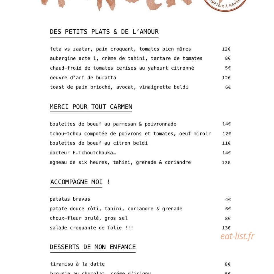 Chez Carmen — carte page 2