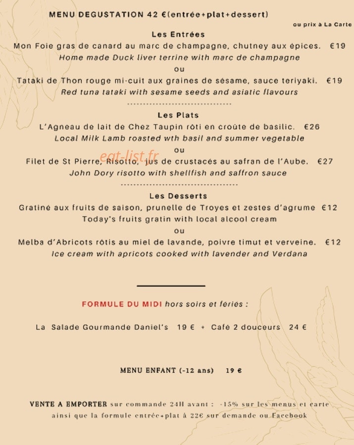 Chez Daniel's — carte page 2