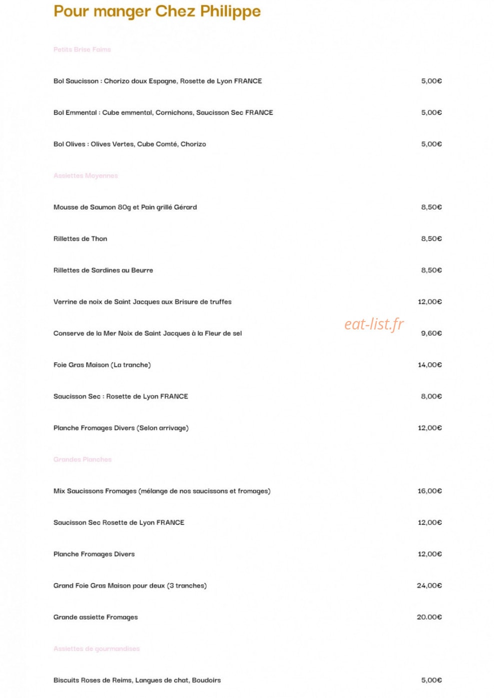 Chez Philippe — carte page 1