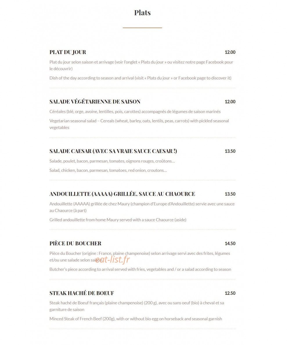 Comptoir des Halles — carte page 2