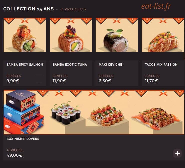 Côté Sushi — carte page 1