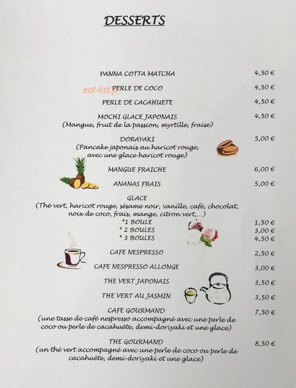Fuji sushi — carte page 3