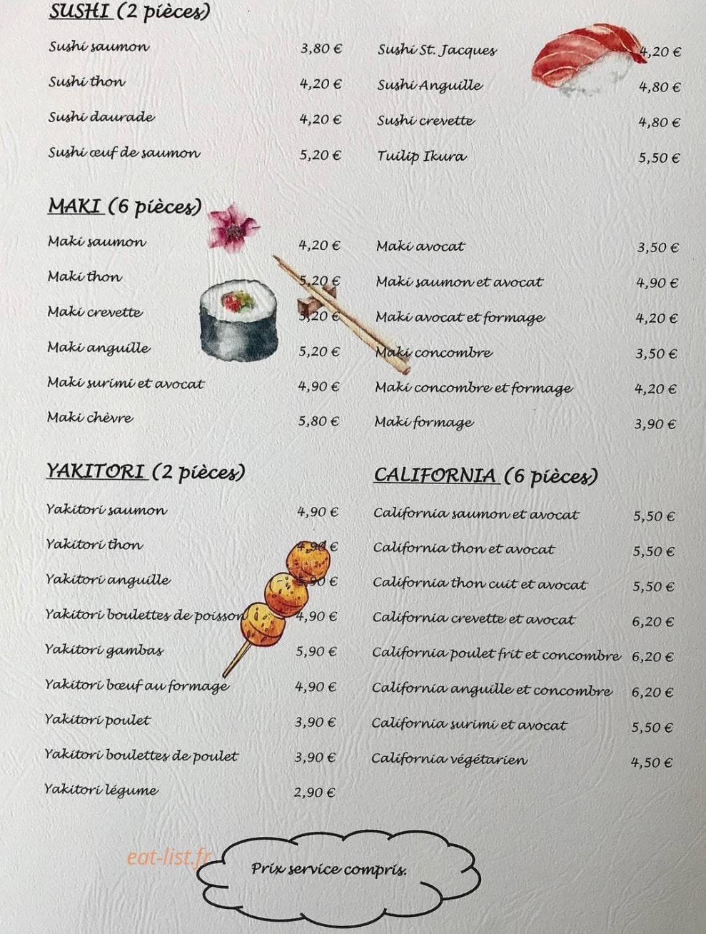 Fuji sushi — carte page 2