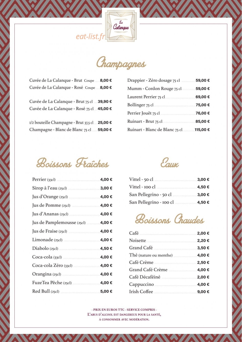 La Calanque — carte page 8