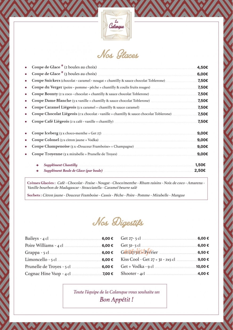 La Calanque — carte page 6