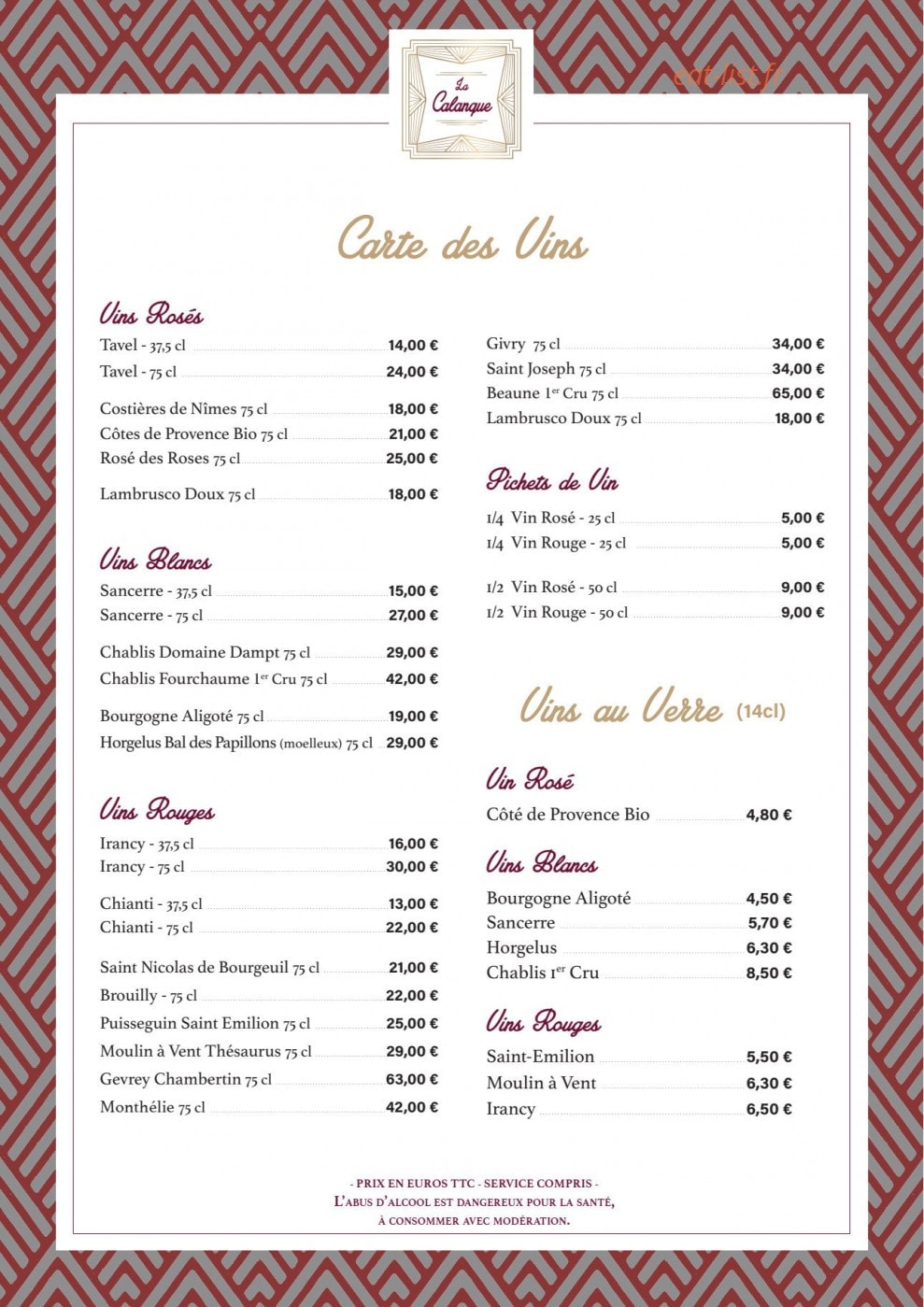La Calanque — carte page 9