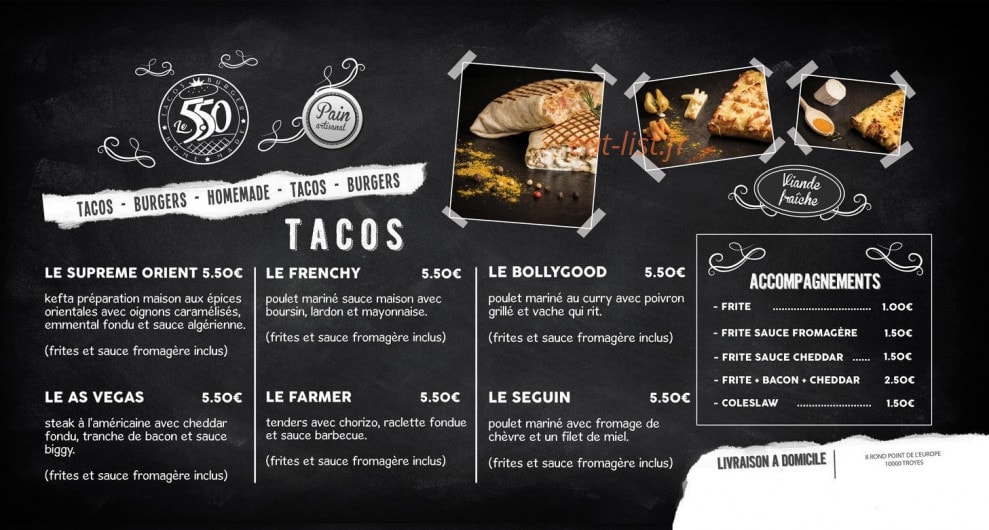 Le 5.50 tacos burger à Troyes - menu et photos
