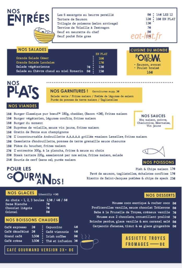 Le Bistroquet — carte page 1