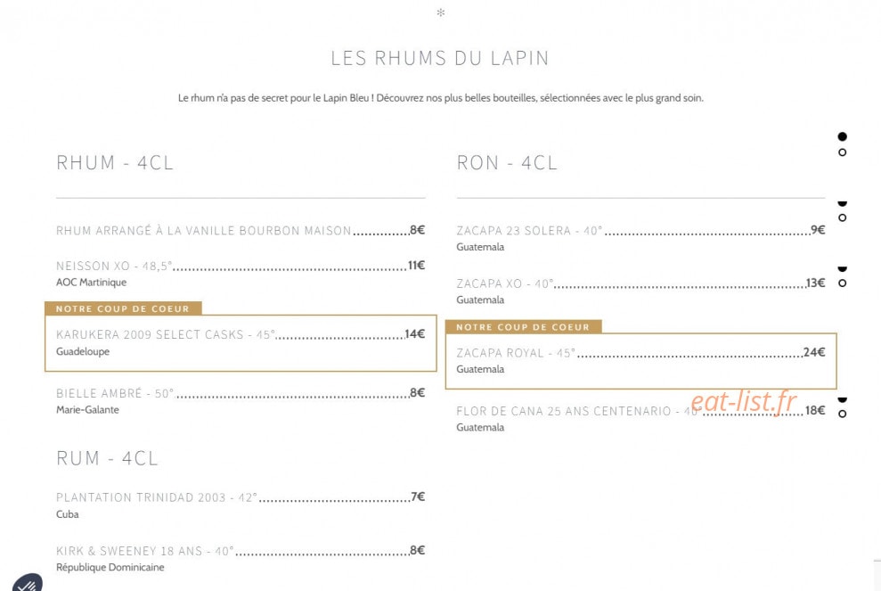 Le Lapin Bleu — carte page 10