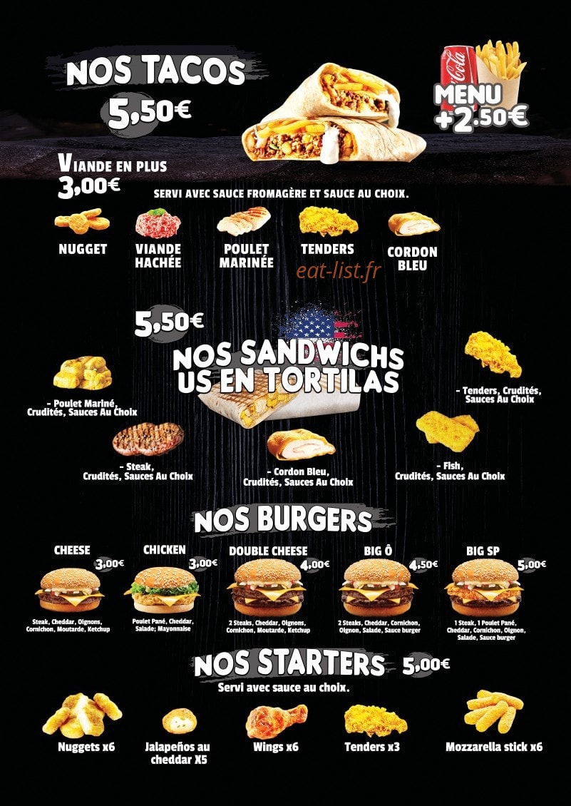 Les Frères Burgers — carte page 2