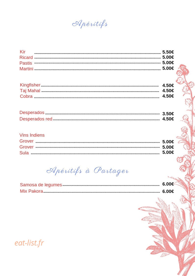 Namaste — carte page 2