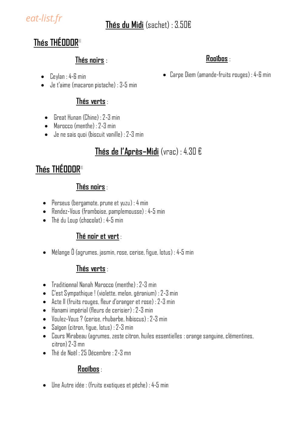 Saveurs et Félicité — carte page 6