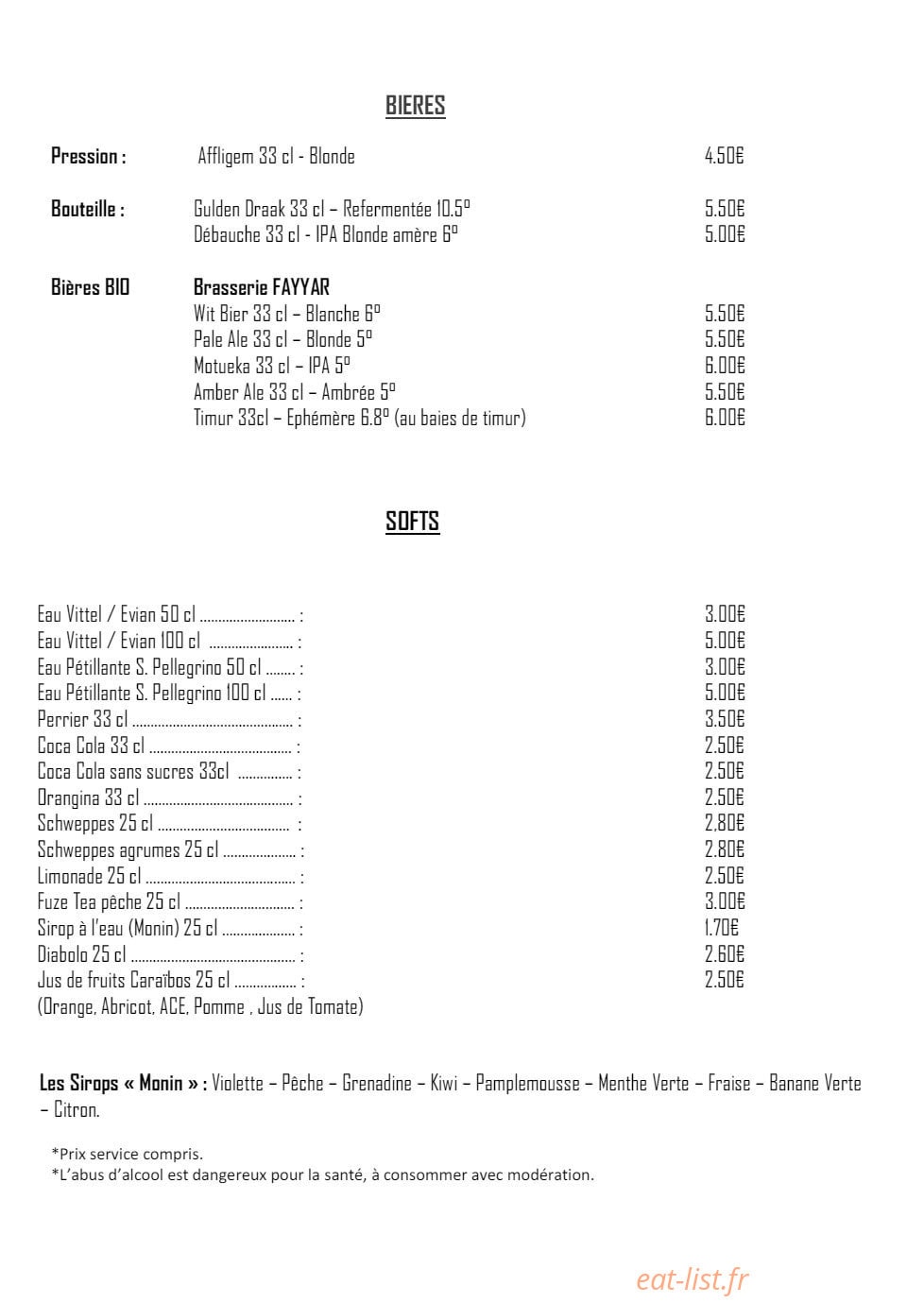 Saveurs et Félicité — carte page 13