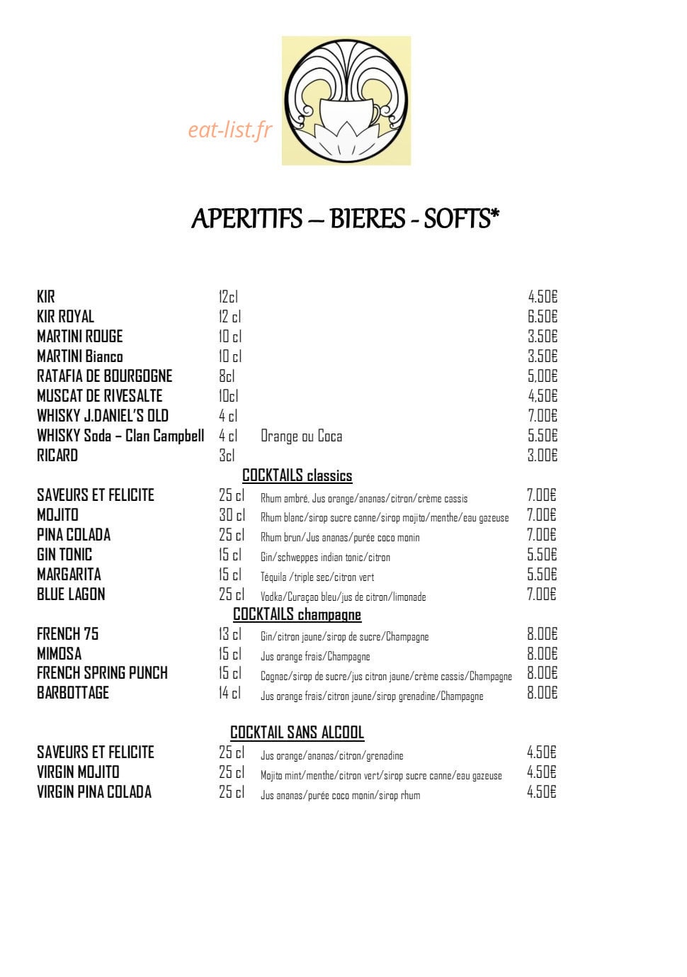 Saveurs et Félicité — carte page 12