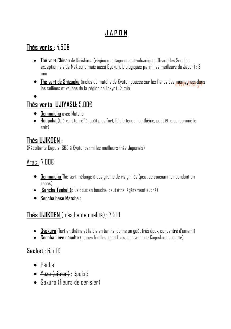 Saveurs et Félicité — carte page 8