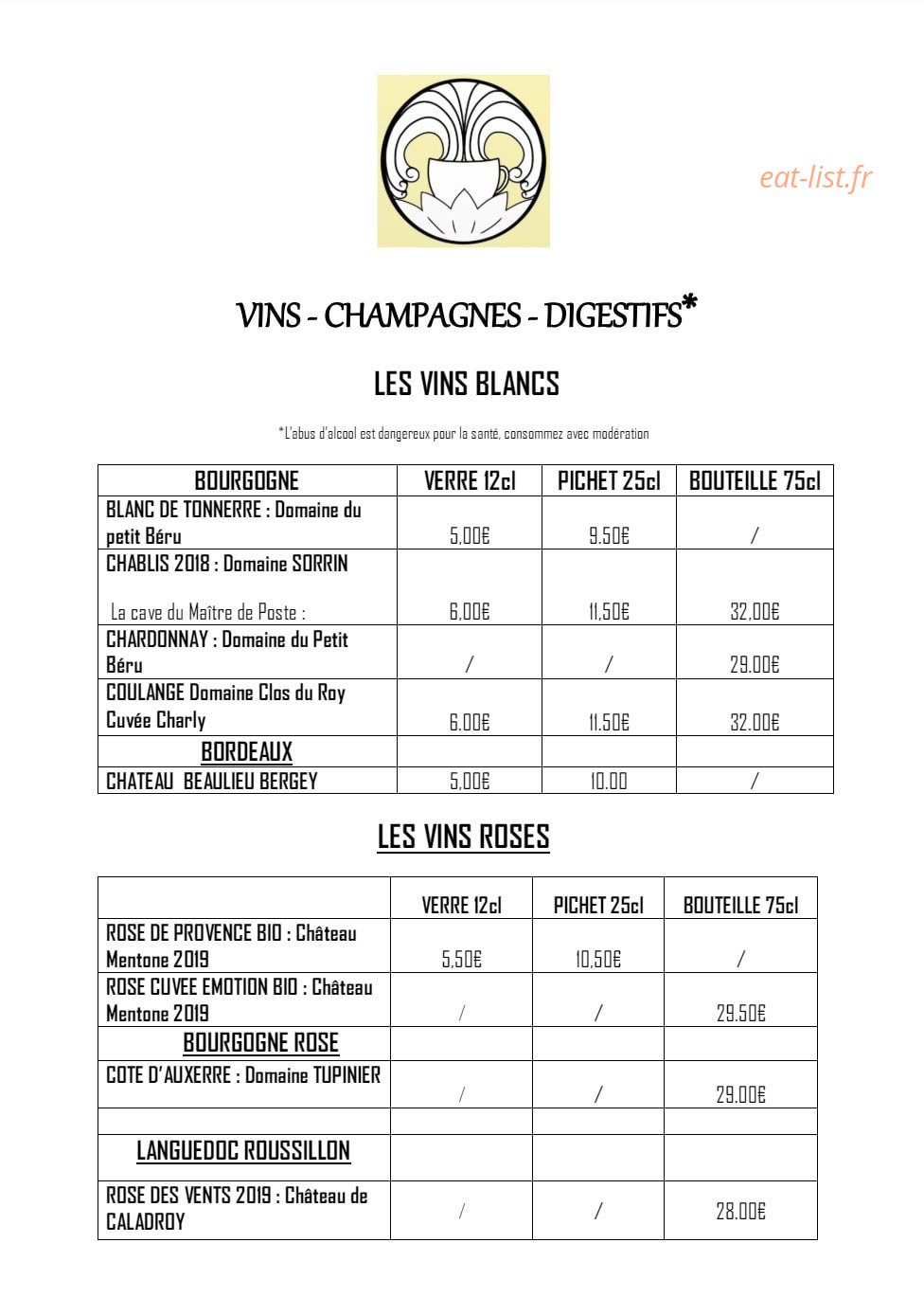Saveurs et Félicité — carte page 9