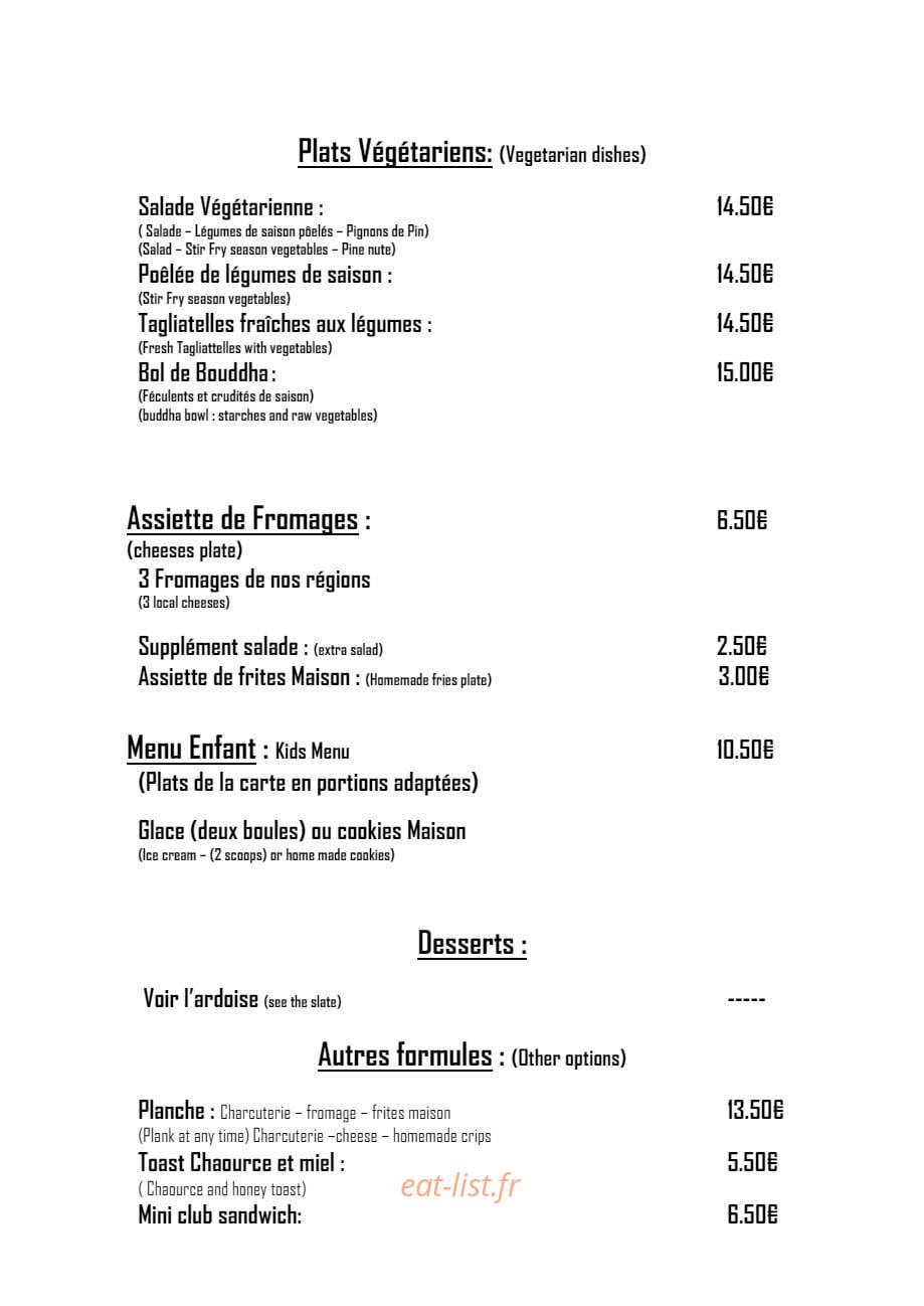 Saveurs et Félicité — carte page 3
