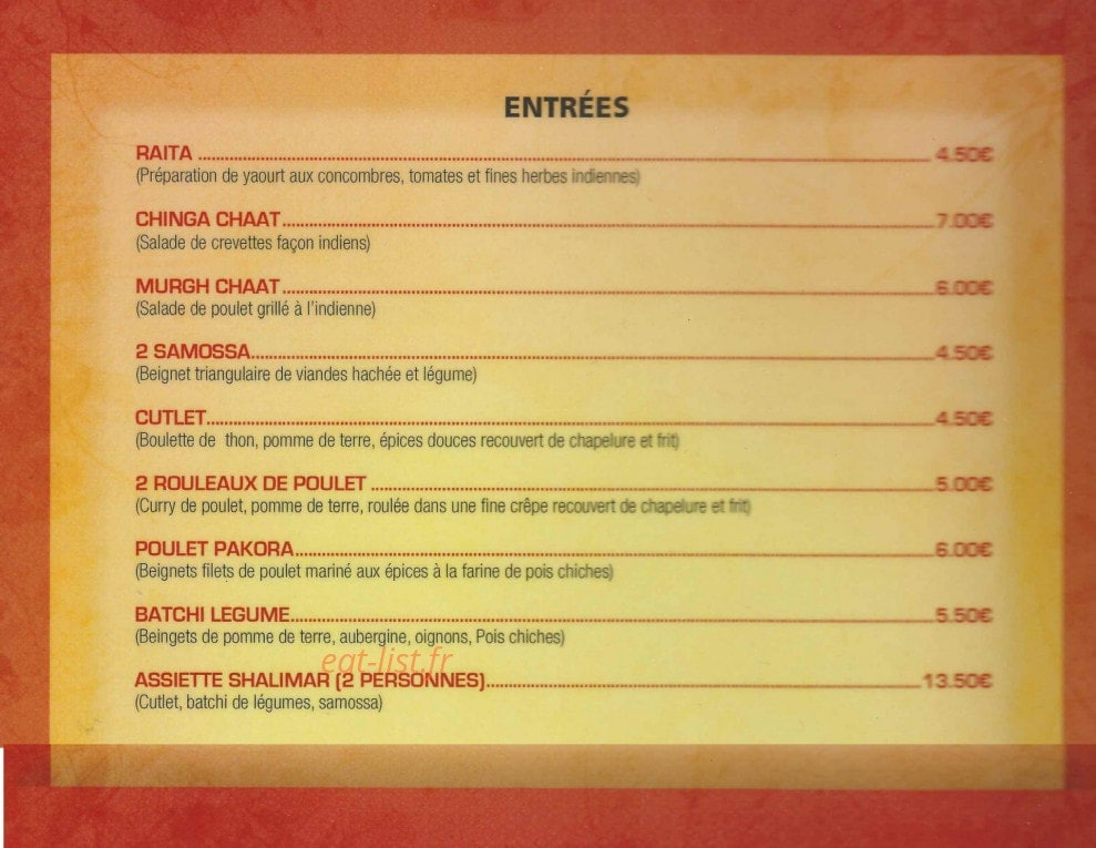 Shalimar — carte page 1