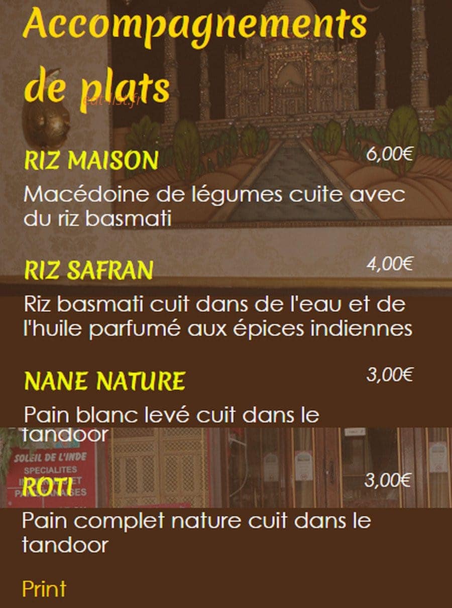 Soleil de l' Inde — carte page 9