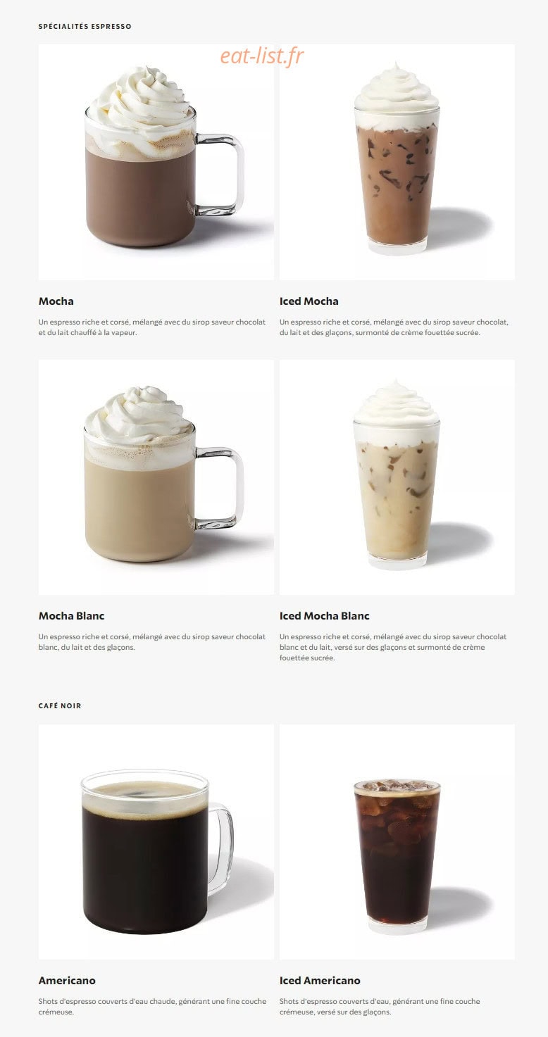 Starbucks Coffee — carte page 3