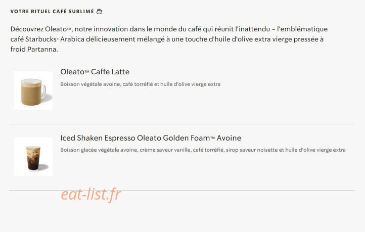Starbucks Coffee — carte page 24