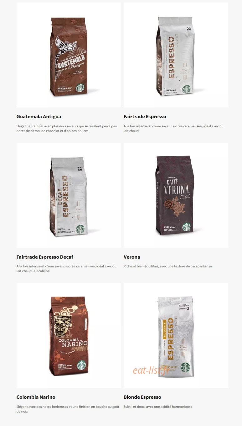 Starbucks Coffee — carte page 26