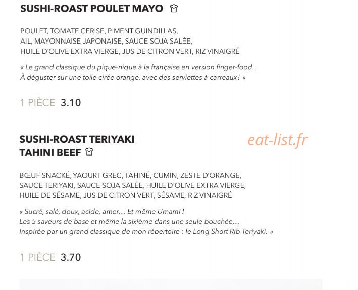 Sushi Shop — carte page 6