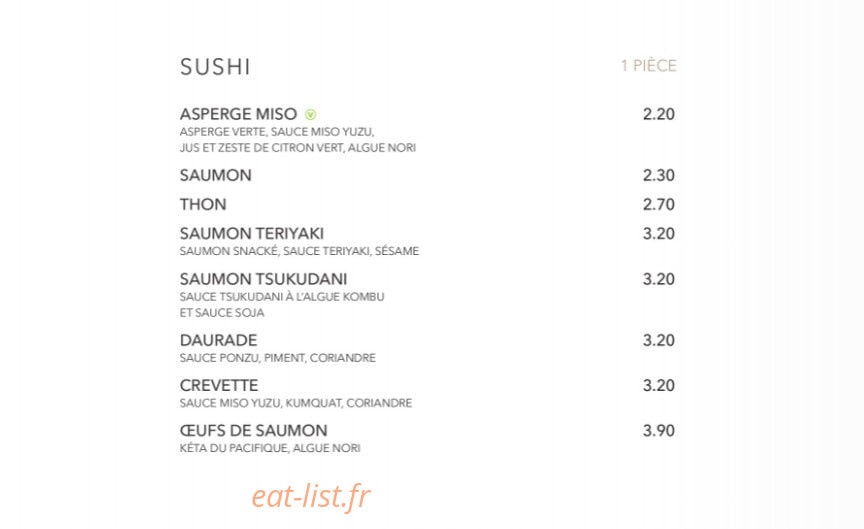 Sushi Shop — carte page 19