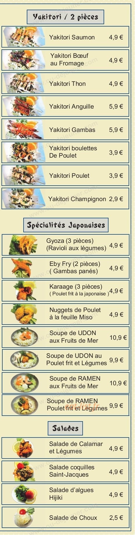 Sushi Yaki — carte page 8