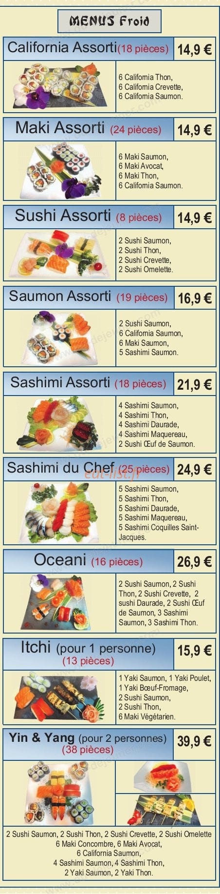 Sushi Yaki — carte page 3
