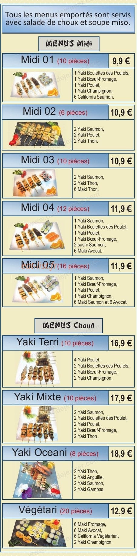 Sushi Yaki — carte page 2