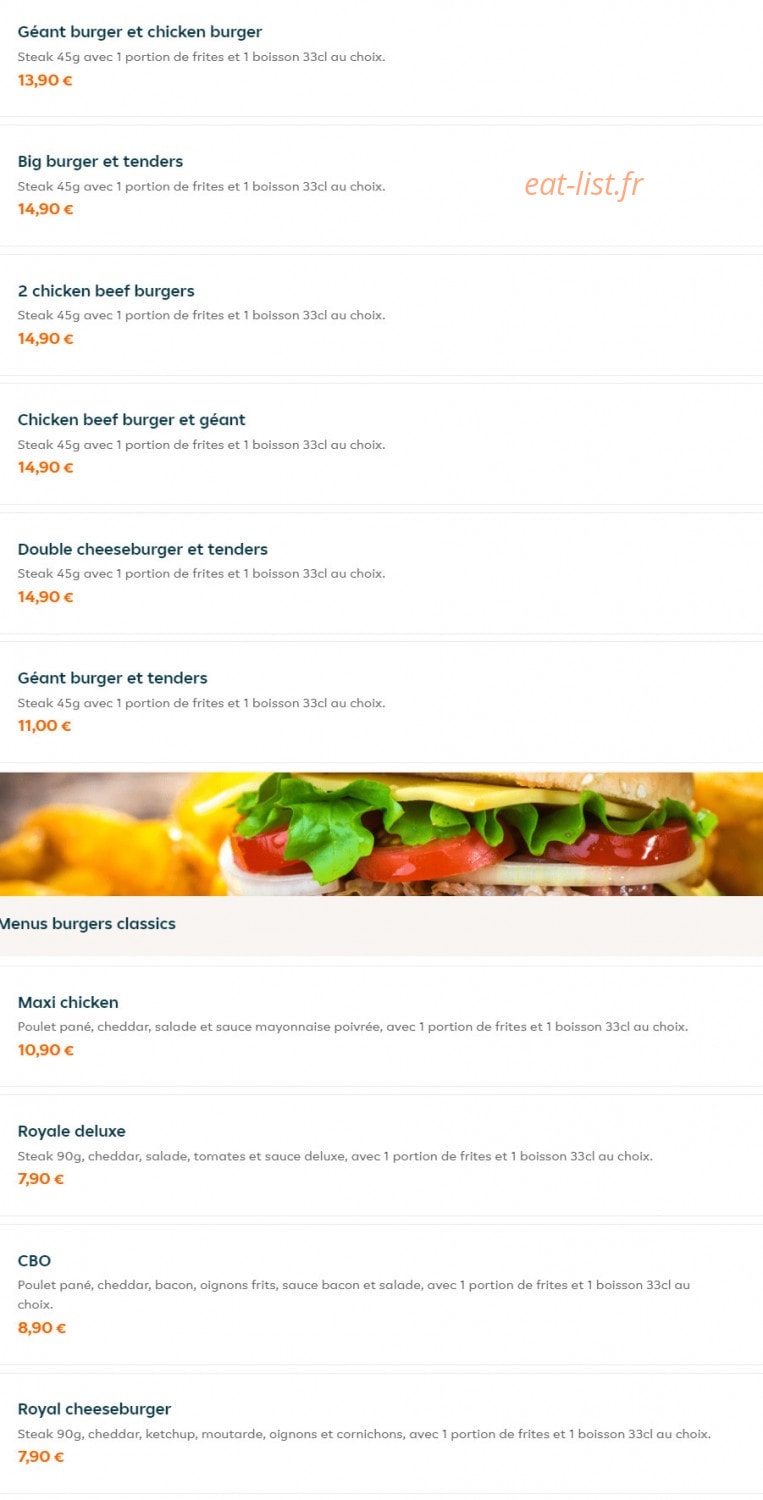 Twins Burger — carte page 2