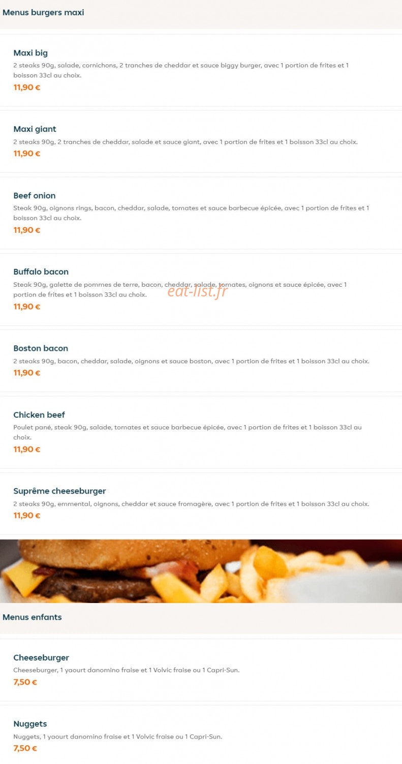 Twins Burger — carte page 3