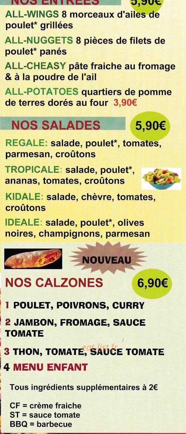 All Pizza — carte page 2