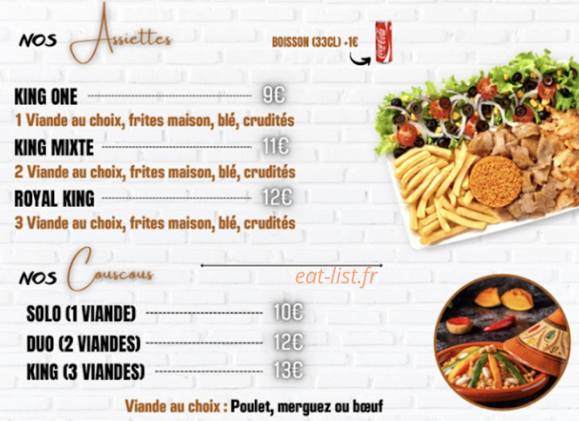 King Fast Food — carte page 1