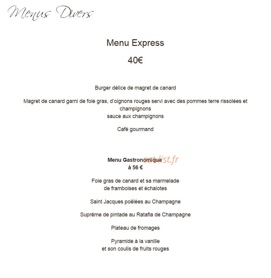 L'Auberge De Nicey — carte page 3