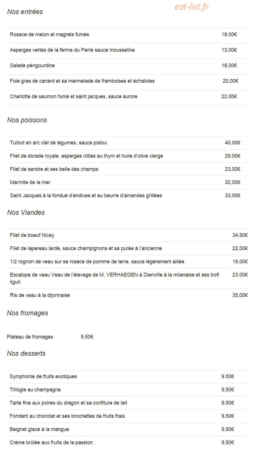 L'Auberge De Nicey — carte page 5