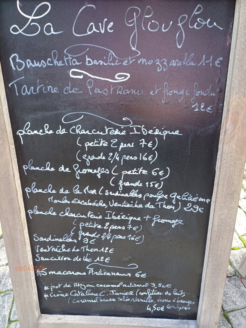 La Cave Glouglou — carte page 1