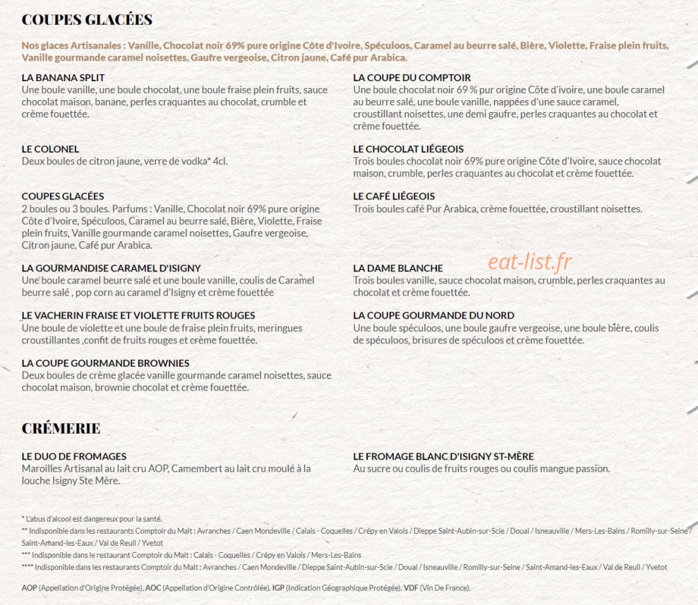 Le Comptoir du Malt — carte page 8
